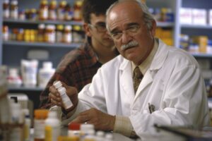 male pharmaceft at work, perfect image for grabbing attention and for advertising, . --chaos 20 --ar 3:2 Job ID: 193bbe03-5287-4e14-81b2-5796648e7c5c
